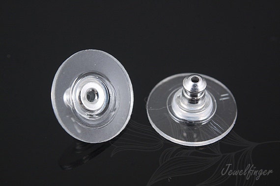H1012-200pcs-Rhodium Color-11mm Earring Backs with Pads-Plastic Earnuts-Earring Stoppers -Ni Free