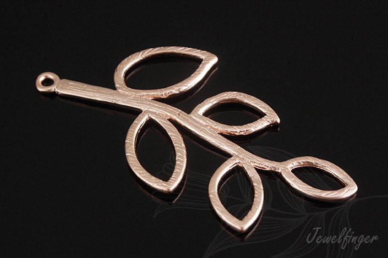 B125-20pcs-Pink Gold Plated-Multi Leaf Pendant-Brass Branch Pendant
