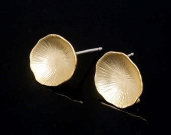 E993-10pairs-Matt Gold Plated-11*13mm Coin Ear Post-Coin Earring-Silver Post