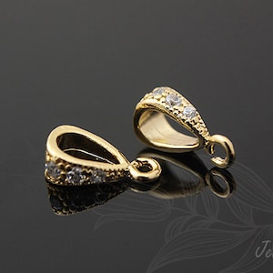 H070-2ea/20ea, Gold Plated Cubic Bail, Pendant Bail, Triangle Cubic Bail, Wholesale Jewelry Findings, Pendant, Jewelry Making