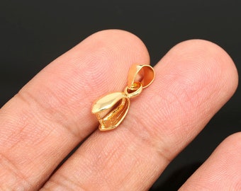 16K Real Gold Plated 14*5mm Pinch Clip Bail, Pendant Bails [E281-2PCS/40PCS]