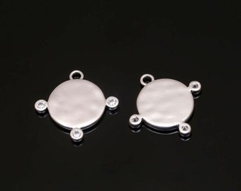H938-20pcs-Matt Rhodium Plated -15mm Dainty Coin Charm - Stamping Blanks Pendant-Jewelry Findings