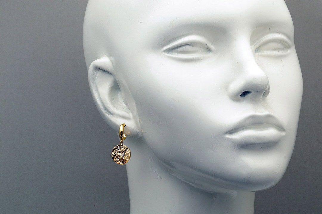 耳環　金環　①②まとめて 16K Real Gold Plated 12mm Hoop Earrings, Half Circle Earring
