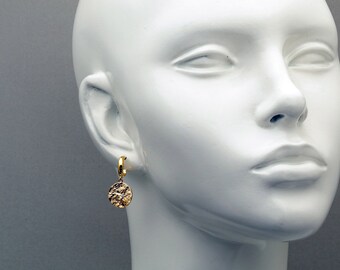 Pendientes de aro de 12 mm chapados en oro auténtico de 16 quilates, pendientes de media circunferencia, sin níquel [B041-2 pares/20 pares]