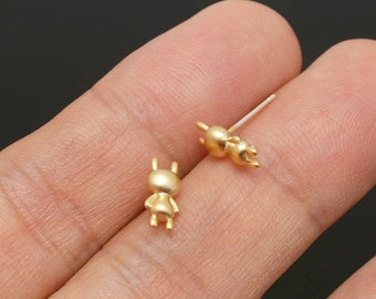 F193-10pairs-Matt Gold Plaqué-11*5mmTiny Rabbit Stud Boucles d’oreilles-Animal Post Boucles d’oreilles-Silver Post