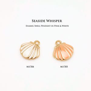 Real Gold Plated Color Epoxy Scallop Shell Charm, Enamel Shell Charms [M1784,M1785-2PCS/20PCS]