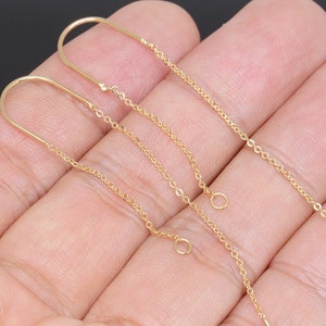H1280-10 pairs-Gold Plated-Chain Hook Earring-Long Chain Earrings-Ni Free image 8