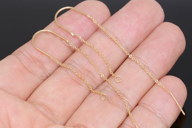 H1280-10 pairs-Gold Plated-Chain Hook Earring-Long Chain Earrings-Ni Free image 8