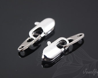 Rhodium Plated 4*10mm Lobster Claw Clasp With A Bar, Lock Finding [B370-4set/80set]