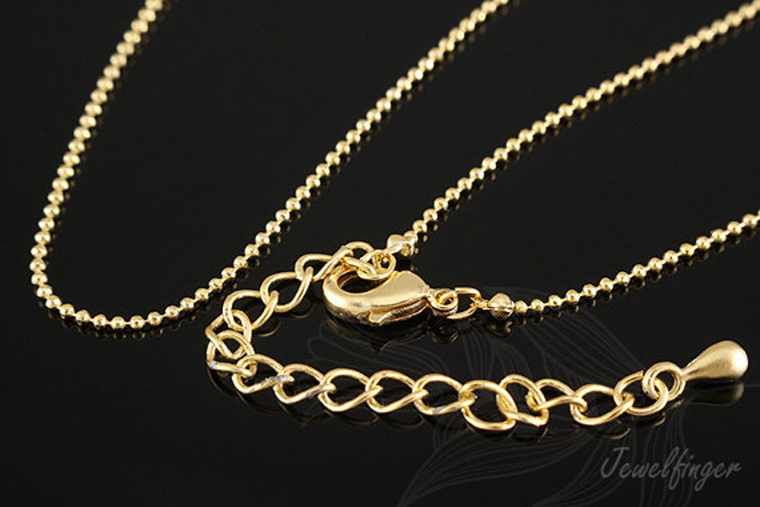 B601 1/ 20/ 200 Ea 1mm Cutting Ball Chain Necklace/matt Gold Plated
