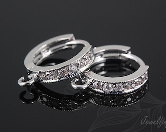B520-10 pairs-Ternary Alloy plated-Cubic Round Leverback Earrings, Cubic Earrings, Earrings Components-Ni Free