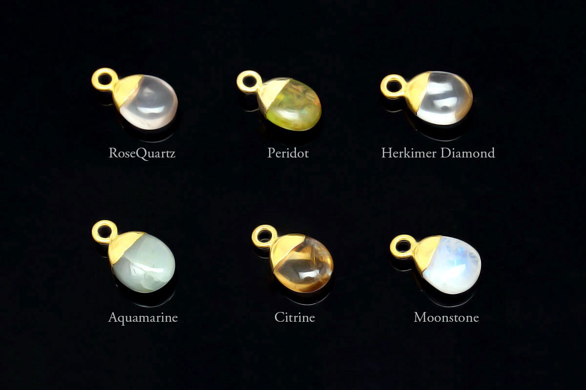 Natural Birthstone Charms, Smooth Drop Pendant, Gemstone Tumble Charm ...