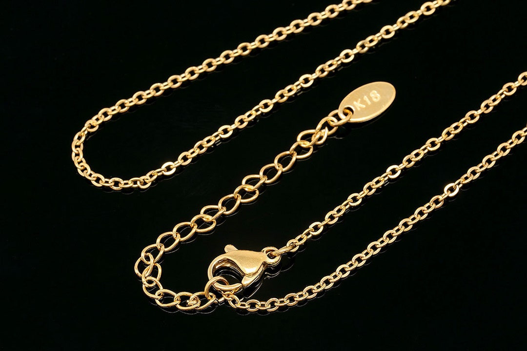Gold Chain 1mm 9ct Gold Plated On Sterling Silver 16 24