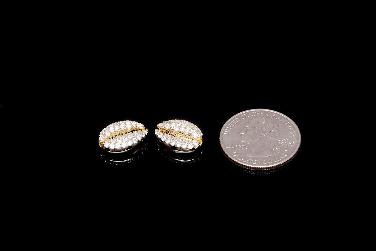 チャーム a H1306-1ea/10ea-gold Plated-10.5*15mm Cowrie Shell Cubic