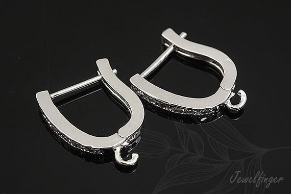 H'eres/ヒアーズ SPINAL SINGLE PIERCE H232-1pair/10pairs, Rhodium Plated 13mm Cubic Lever Back