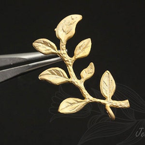 B570-10 pairs-1325mm Matt Gold Plated-Leaf Ear Post-Branch Earring-Silver Post image 3