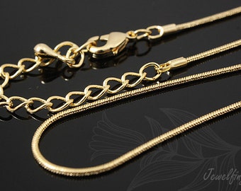 B214-20pcs-Gold Plated 1mm Snake Chain, Readymade neckalce