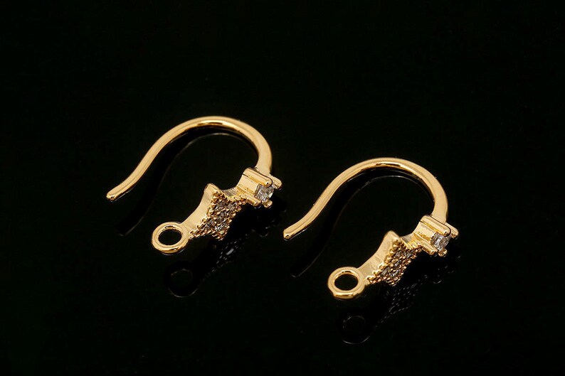 CH6095-10pairs-Gold Plated-146mm CZ Earrings Wedding Bridal Earrings-Nickel Free image 6