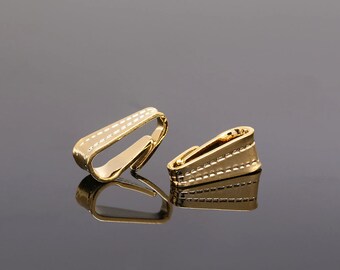 H624-10PCS/100PCS, 16K Real Gold Plated 4.5*10.5mm Simple Stitch Bail, Pendant Bail, Gold Bail, Charm Bail, Jewelry Making Supplies