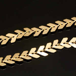 A416-1m/5m/50m, Gold Plated 6*5mm Laurel Leaves, Fish Bones Chain, Jewelry Findings, Necklace Making Supplies, Chain Wear