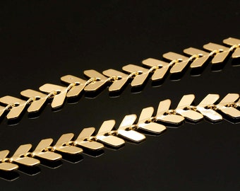 A416-5M-Gold Plated-6*5mm Laurel Leaves Chain-Fish Bones Chain-Jewelry findings,necklace making supplies,Chain wear