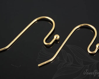 B383 -100 pairs-Gold plated-2mm Ball Earwires-French Hook Ear Wire-French wire hook-Nickel free