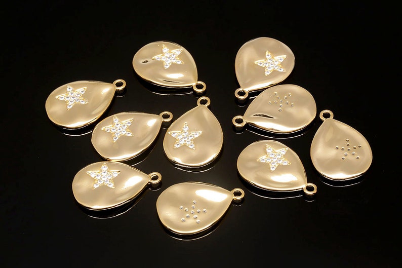 CH0007-20pcs-Gold Plated-21.5*15mm Cubic Drop Charms-Cubic Star Pendant-Necklace Earrings Making Supply