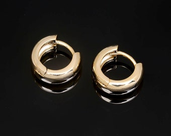 D09-1pair/10pairs, Real Gold Plated 14mm Lever Back Earrings, 5mm Thickness Hoops, Earring Component, Nickel Free