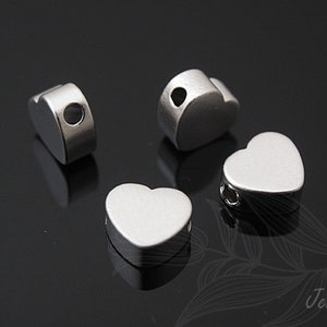 E944-4ea/40ea-mat gerhodineerd, 6,5 mm hart metalen kralen, messing klein hart hanger-metalen stempels, persoonlijke sieradenonderdelen