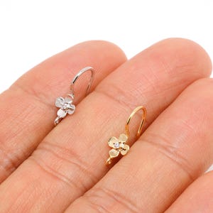 E809-1 paar / 10 Paare, echtes Gold überzogene Blumen Ohr Haken Zubehör mit Kristall, Großhandel Schmuck Zubehör, CZ Blume Haken Ohrring, Nickel frei