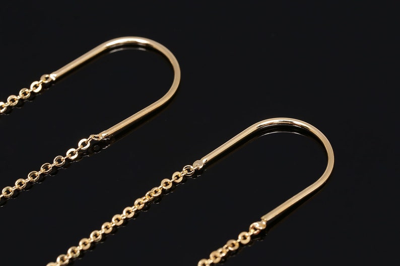 H1280-10 pairs-Gold Plated-Chain Hook Earring-Long Chain Earrings-Ni Free image 5