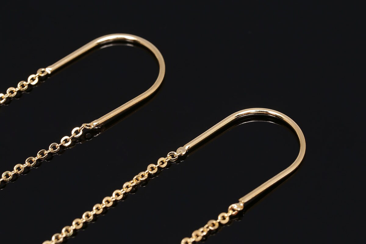 H1280-1pair/10pairs, Gold Plated Chain Hook Earring, Long