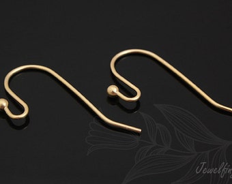 B633-100 pairs-Matt Gold Plated-2mm Ball Earwires-French Hook Ear Wire-French wire hook