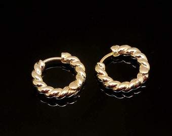 CH2007-10pairs-Gold Plated- 16mm Round Twisted Earrings-3mm Thickness Hoops -Earring Component -Nickel free