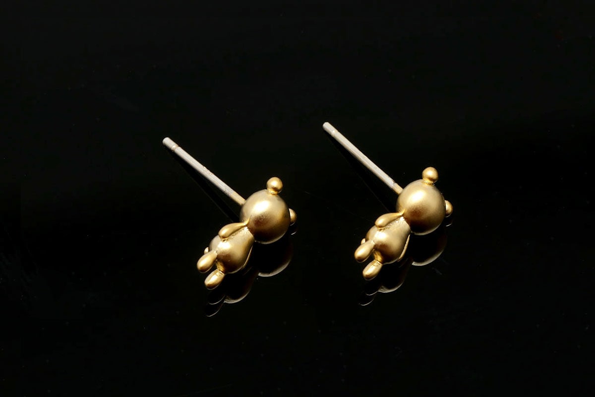 Aurelie 5点セット F194-1pair/10pairs-matt Gold Plated-10*5.5mm Tiny Bear Stud