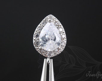 H541- 10 pairs -Ternary Alloy Plated- CZ Drop Stud Earrings-Bridal Earrings