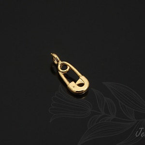 S559-2ea/20ea, Gold Plated Tiny Safety Pin Charm, Small Safety Pin Charm, Jewelry Making, Wholesale Jewelry Finding, Wholesale Charm