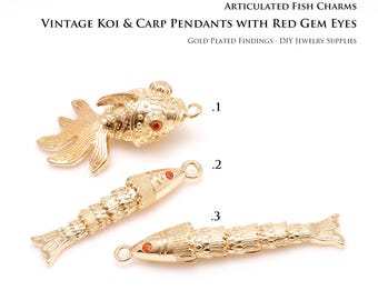 Real Gold Plated 3D Fish Charms, Moving Fish Pendant, Necklace Earrings Making Supply, Nickel Free [HL014-2PCS/20PCS]