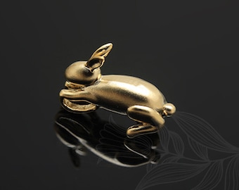 M1032-2/20 unidades, Dije de conejo de latón bañado en oro mate, Colgante de conejo, Dijes de animales, Fabricación de joyas, Accesorios de joyería al por mayor