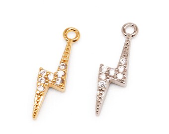 Colgante con dije de rayo de circonita cúbica, pendientes colgantes de rayo [M1928-2PCS/20PCS]