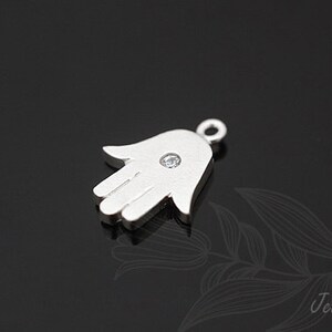 S845-2ea/20ea-Matt Rhodium Plated-9*12mm CZ Hamsa Charms, Hamsa Pendant, wholesale jewelry finding, jewelry supplies, wholesale Charm