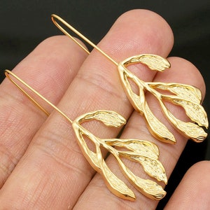 CH6067-1 pair/10 pairs,Matt Gold Plated,Big Leaf Earrings,Jewelry Findings,Jewelry Making Supply,Wholesale jewelry findings