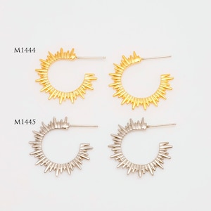 M1444, M1445 - 1 par/10 pares, aretes de sol de 23 mm, aretes de estrella, aretes de aro redondos con forma de sol, aretes de sol redondos