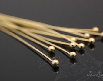 BULK package-B494-500g-0.5*50mm Gold Plated- Brass Ball End Head Pins w/ 2mm Ball-Middle bending strenth