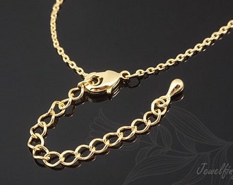 B203-1PC/20PCS/200PCS, 16K Real Gold Plated 235S 4DC Chain Necklace 42+5cm, Readymade Necklace, Layerd Necklace, Ready to Wear, Nickel Free