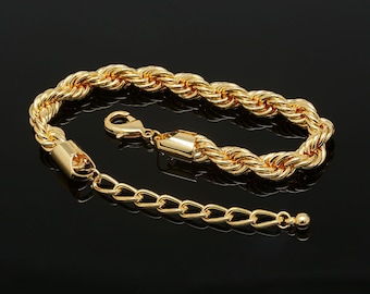 14K 美しいイエローゴールド ロープチェーン ブレスレット - Etsy 日本
