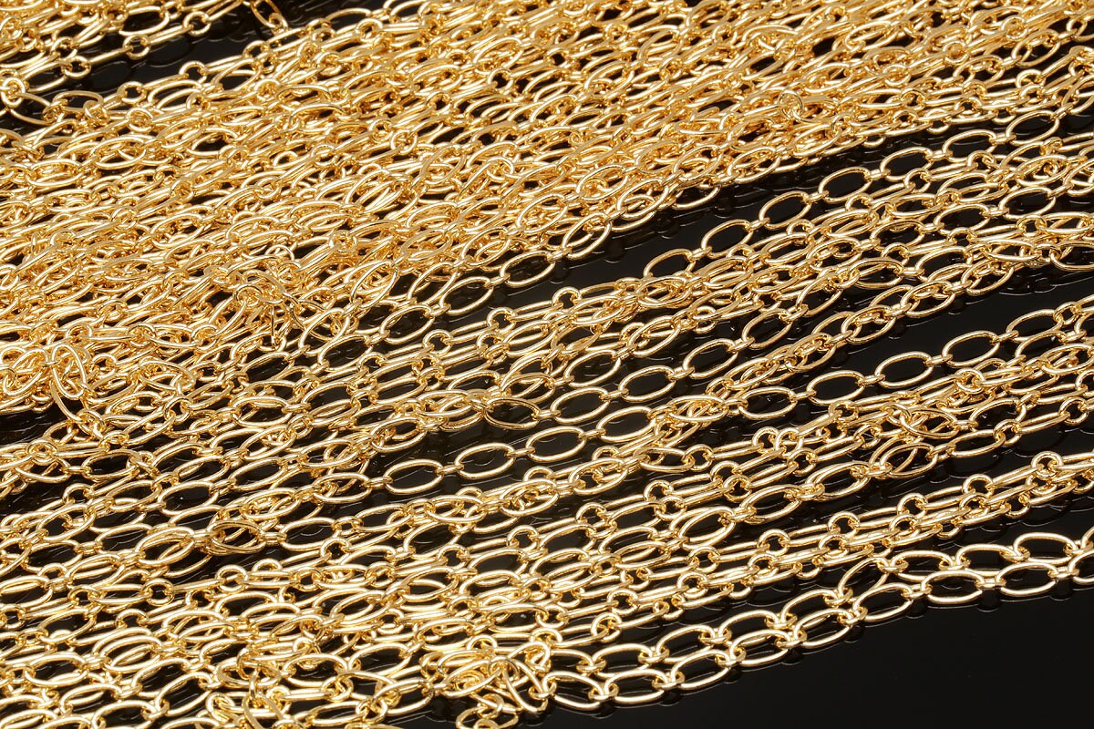 Collana con catena a maglie popcorn in oro giallo 14 carati da 16 e 3 mm - Italia