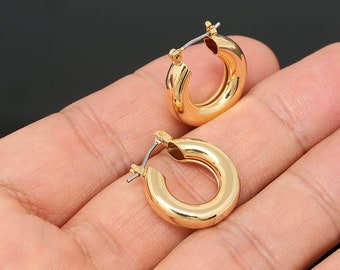CH6100-10pairs-Gold Plated-20mm Lever Back Earrings-5mm Thickness Hoops -Nickel Free Needle