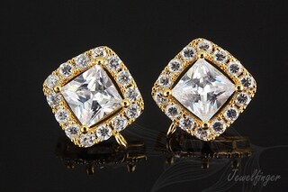 Orecchini Quadrati Philip Jones – Placcati Oro Con Cristalli Zircondia – Regalo Di Lusso