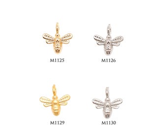 Honey Bee Charm, Tiny Bumble Bee Pendants, Bug Charms [M1125,M1126,M1129,M1130-2PCS/20PCS]